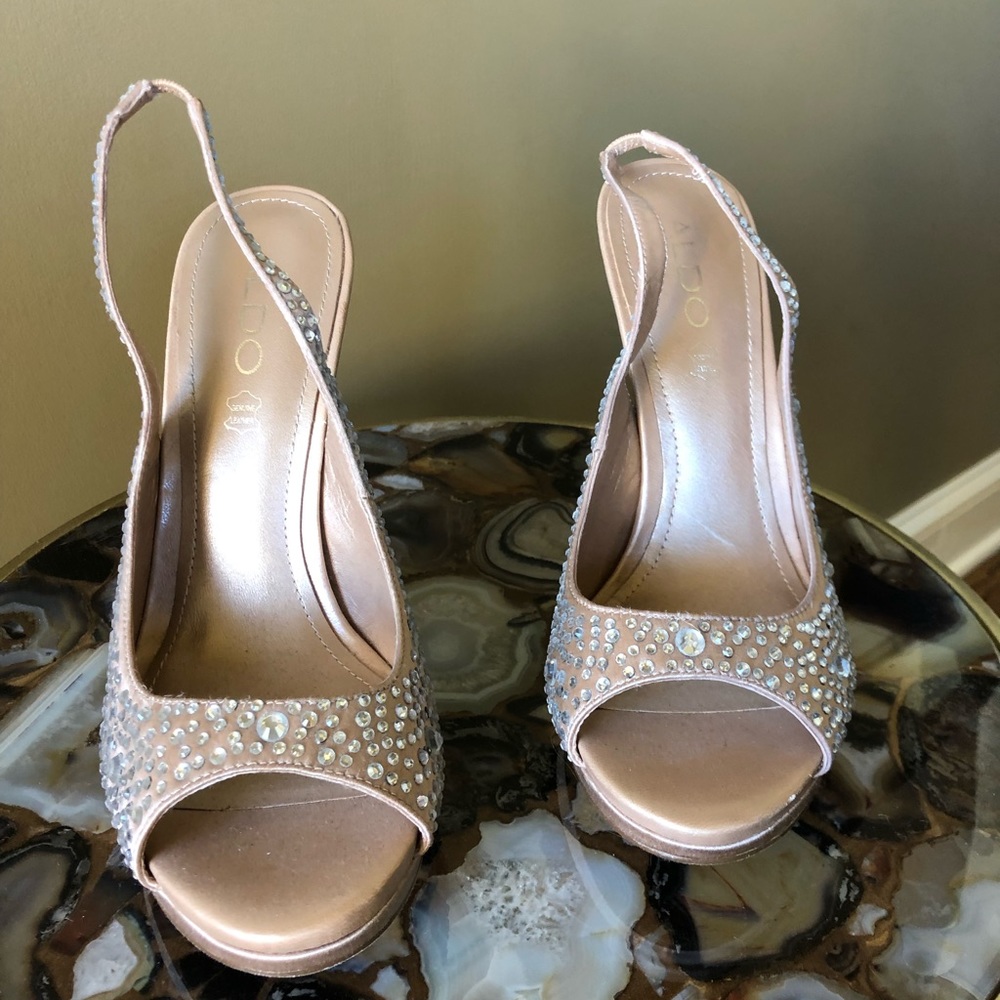 Aldo Embellished Platform Stiletto Sandals Sz 8